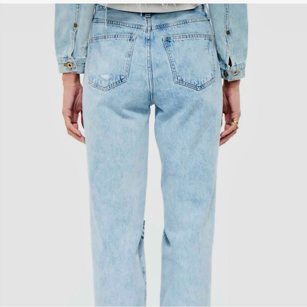 Pistola Light Blue Distressed lightweight Straight leg High Rise Jeans size 25 - Picture 2 of 12